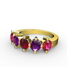 5 Taşlı Yüzük - Garnet, ametist ve rodolit garnet 925 ayar altın kaplama gümüş yüzük #yzydch