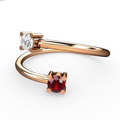 Alona Yüzük - Swarovski ve garnet 8 ayar rose altın yüzük #10h7inm