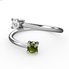 Alona Yüzük - Swarovski ve peridot 18 ayar beyaz altın yüzük #13w9pru