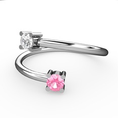 Alona Yüzük - Swarovski ve pembe kuvars 18 ayar beyaz altın yüzük #13wir12