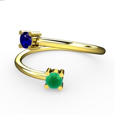 Alona Yüzük - Lab safir ve kök zümrüt 8 ayar altın yüzük #14zq188