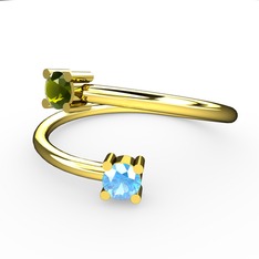 Peridot ve akuamarin 18 ayar altın yüzük