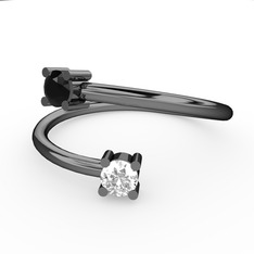 Alona Yüzük - Siyah zirkon ve beyaz zirkon 925 ayar siyah rodyum kaplama gümüş yüzük #16cnvzv