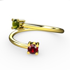 Alona Yüzük - Peridot ve garnet 14 ayar altın yüzük #16z7tig