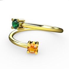 Alona Yüzük - Yeşil kuvars ve sitrin 8 ayar altın yüzük #17s8iop