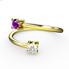 Ametist ve swarovski 8 ayar altın yüzük