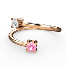 Swarovski ve pembe kuvars 14 ayar rose altın yüzük