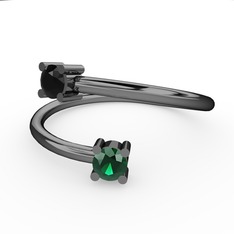 Alona Yüzük - Siyah zirkon ve yeşil kuvars 925 ayar siyah rodyum kaplama gümüş yüzük #1bhi90w