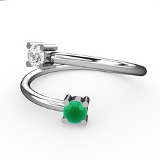 Swarovski ve kök zümrüt 18 ayar beyaz altın yüzük