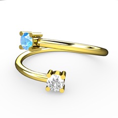 Alona Yüzük - Akuamarin ve swarovski 14 ayar altın yüzük #1dlmdtv