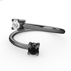 Swarovski ve siyah zirkon 925 ayar siyah rodyum kaplama gümüş yüzük