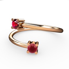 Alona Yüzük - Rodolit garnet ve kök yakut 925 ayar rose altın kaplama gümüş yüzük #1hcwkf3