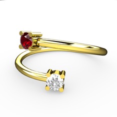 Garnet ve beyaz zirkon 8 ayar altın yüzük