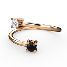 Swarovski ve siyah zirkon 8 ayar rose altın yüzük