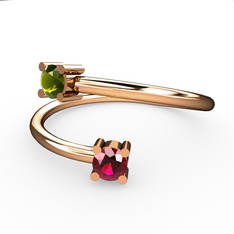 Alona Yüzük - Peridot ve rodolit garnet 925 ayar rose altın kaplama gümüş yüzük #1jquh3e
