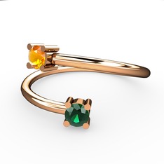 Alona Yüzük - Sitrin ve yeşil kuvars 8 ayar rose altın yüzük #1kcpnlf