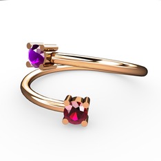 Alona Yüzük - Ametist ve rodolit garnet 925 ayar rose altın kaplama gümüş yüzük #1kuguah