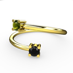 Peridot ve siyah zirkon 8 ayar altın yüzük