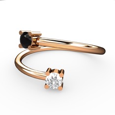 Alona Yüzük - Siyah zirkon ve swarovski 925 ayar rose altın kaplama gümüş yüzük #1lcodfd