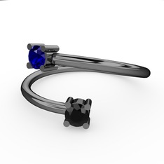 Alona Yüzük - Lab safir ve siyah zirkon 925 ayar siyah rodyum kaplama gümüş yüzük #1mldo85