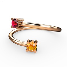 Alona Yüzük - Rodolit garnet ve sitrin 18 ayar rose altın yüzük #1o6gx7b