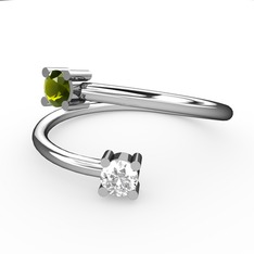 Peridot ve swarovski 8 ayar beyaz altın yüzük