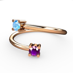 Alona Yüzük - Akuamarin ve ametist 18 ayar rose altın yüzük #1qz9ume