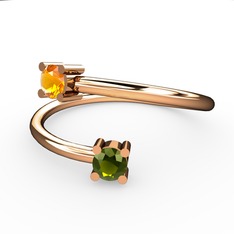 Sitrin ve peridot 8 ayar rose altın yüzük