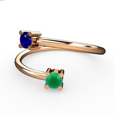 Alona Yüzük - Lab safir ve kök zümrüt 14 ayar rose altın yüzük #1trt3ph