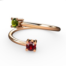Peridot ve garnet 8 ayar rose altın yüzük