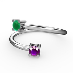 Alona Yüzük - Kök zümrüt ve ametist 925 ayar gümüş yüzük #1xkp7hn
