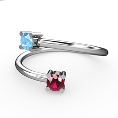 Alona Yüzük - Akuamarin ve rodolit garnet 18 ayar beyaz altın yüzük #1xydjpy