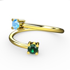 Alona Yüzük - Akuamarin ve yeşil kuvars 14 ayar altın yüzük #2sste