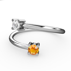 Alona Yüzük - Swarovski ve sitrin 8 ayar beyaz altın yüzük #32qw4d