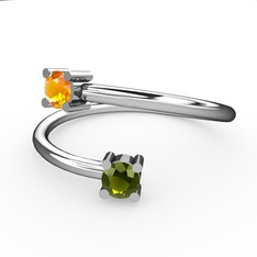 Sitrin ve peridot 925 ayar gümüş yüzük