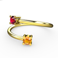 Alona Yüzük - Rodolit garnet ve sitrin 8 ayar altın yüzük #7ed881