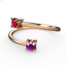 Rodolit garnet ve ametist 8 ayar rose altın yüzük