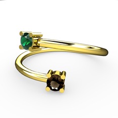 Alona Yüzük - Yeşil kuvars ve dumanlı kuvars 925 ayar altın kaplama gümüş yüzük #8aycj