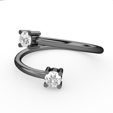 Alona Yüzük - Beyaz zirkon 925 ayar siyah rodyum kaplama gümüş yüzük #8b4xud