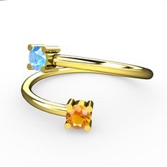 Alona Yüzük - Akuamarin ve sitrin 8 ayar altın yüzük #8i167m