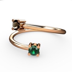 Alona Yüzük - Dumanlı kuvars ve yeşil kuvars 14 ayar rose altın yüzük #aegvhr