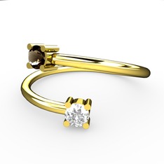 Dumanlı kuvars ve swarovski 8 ayar altın yüzük
