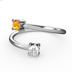 Alona Yüzük - Sitrin ve swarovski 14 ayar beyaz altın yüzük #b12png