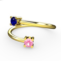 Alona Yüzük - Lab safir ve pembe kuvars 14 ayar altın yüzük #b6ma5s