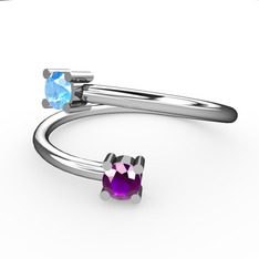 Alona Yüzük - Akuamarin ve ametist 14 ayar beyaz altın yüzük #bdnlaz