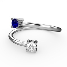 Alona Yüzük - Lab safir ve pırlanta 8 ayar beyaz altın yüzük (0.24 karat) #byv0mv