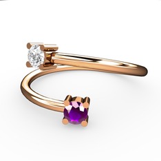 Swarovski ve ametist 14 ayar rose altın yüzük