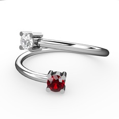 Alona Yüzük - Swarovski ve garnet 18 ayar beyaz altın yüzük #f1c47m