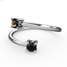 Alona Yüzük - Dumanlı kuvars ve siyah zirkon 925 ayar gümüş yüzük #i0e866