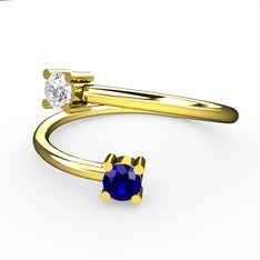 Swarovski ve lab safir 18 ayar altın yüzük